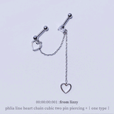 フィラ ライン ハート チェーン キュービック ツーピン ピアッシング Piercing from lizzy