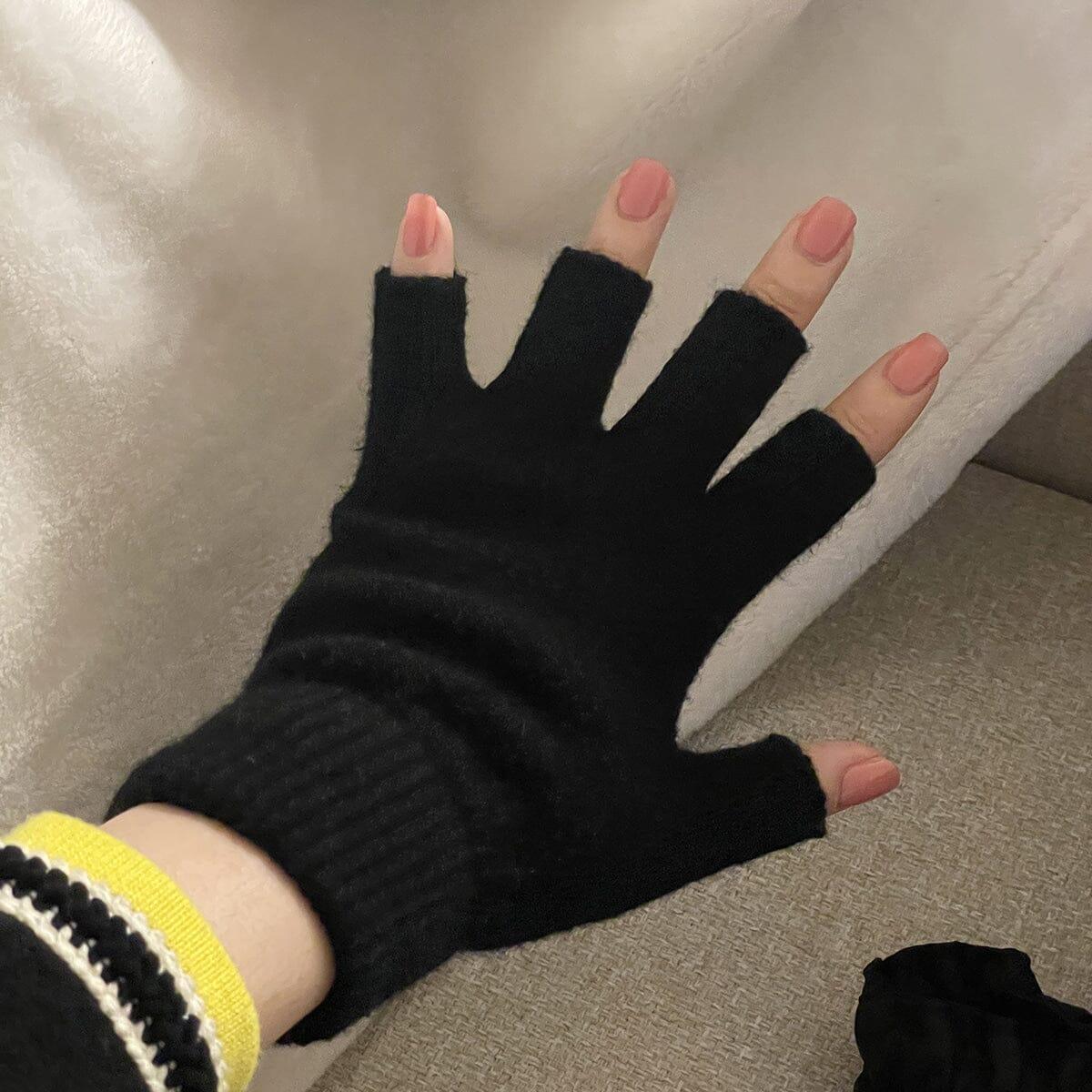 ふんわり ウール ニット 半手袋 グローブ etc 10000won