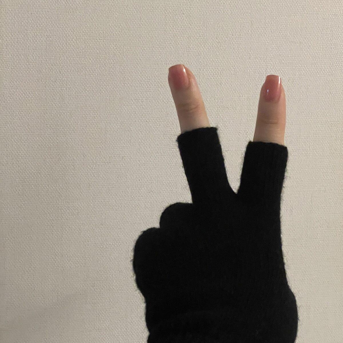 ふんわり ウール ニット 半手袋 グローブ etc 10000won