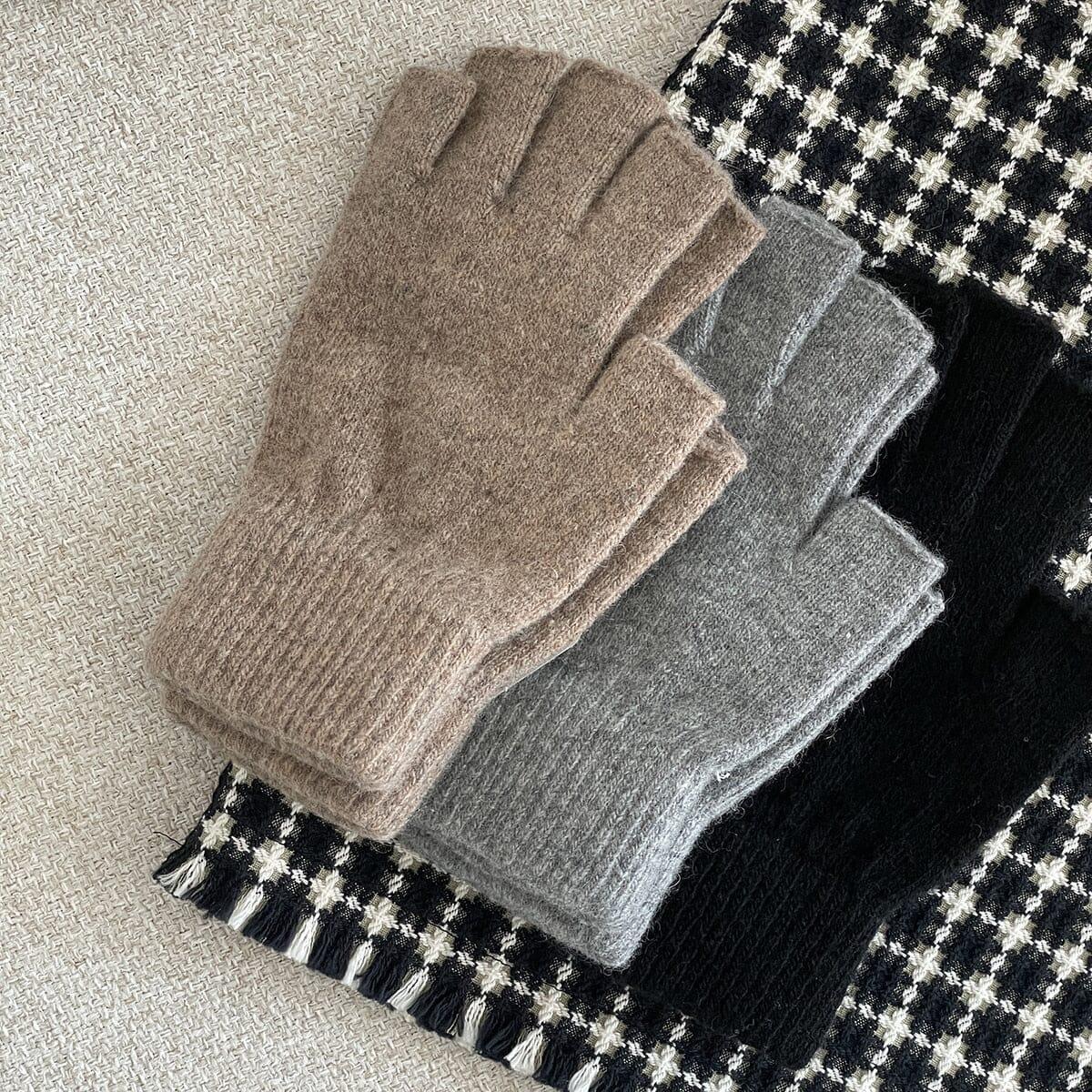 ふんわり ウール ニット 半手袋 グローブ etc 10000won