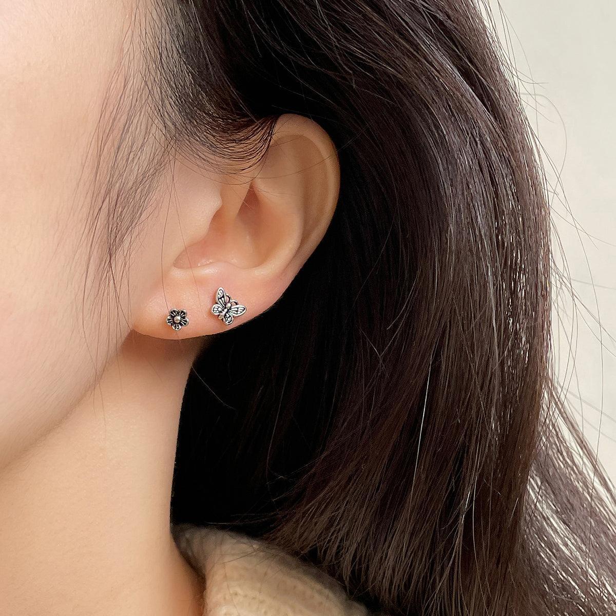 【即納】ブラック花ピアッシング Piercing 10000won