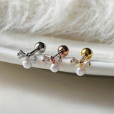 キュービックリボン真珠 ピアッシング Piercing younglong-seoul