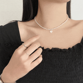 螺鈿ハート真珠チョーカーネックレス necklace bling moon