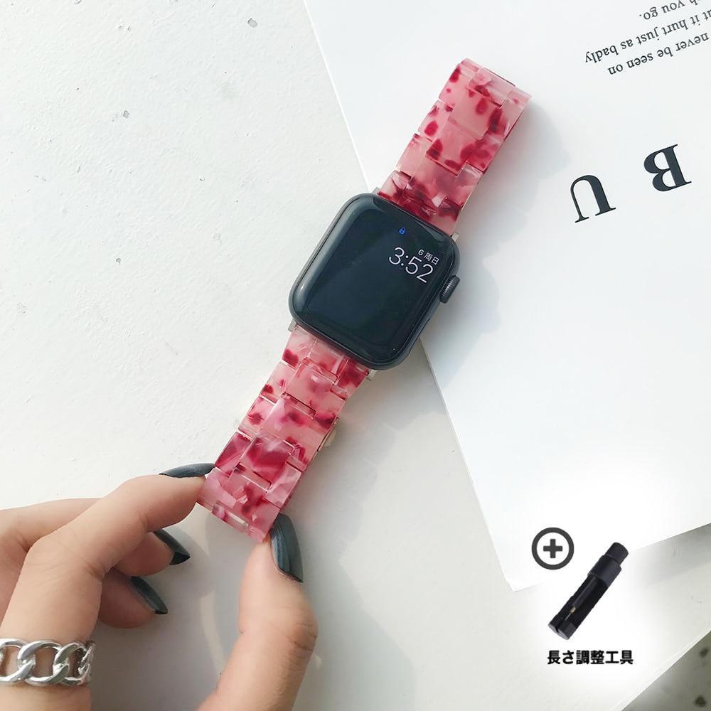 マーブル チェーン バンド (レッド)# apple watch バンド givgiv