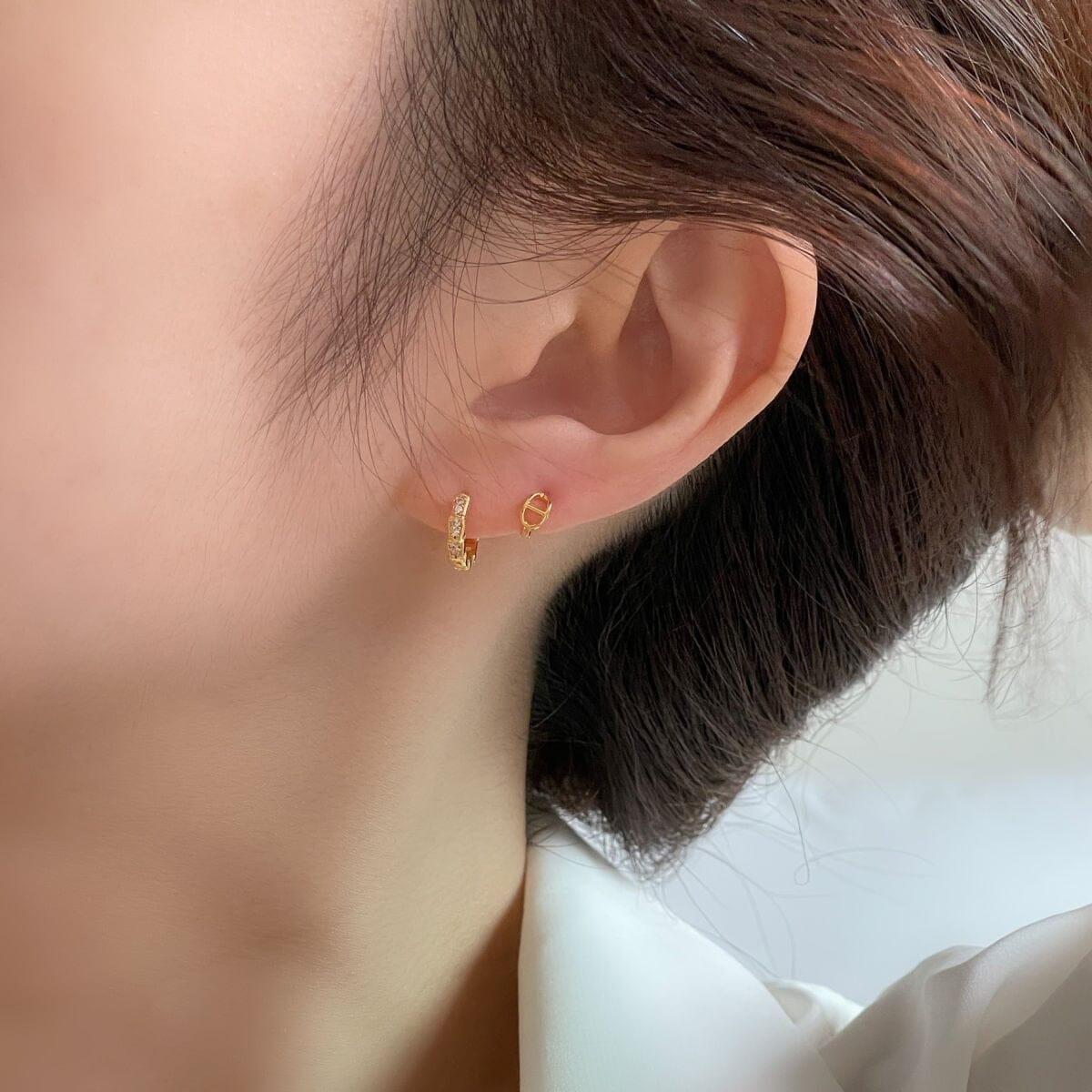ミニチェーンワンタッチリングピアス Earrings 10000won