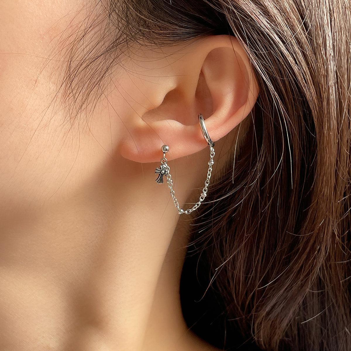 ミニ十字架チェーンピアス Piercing 10000won