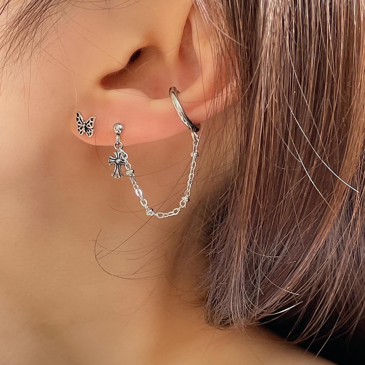 ミニ十字架チェーンピアス Piercing 10000won