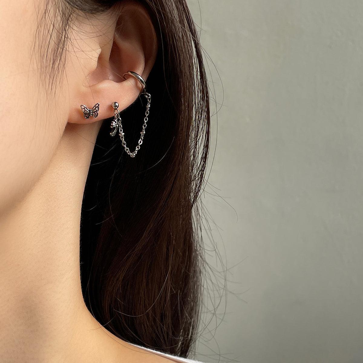 ミニ十字架チェーンピアス Piercing 10000won