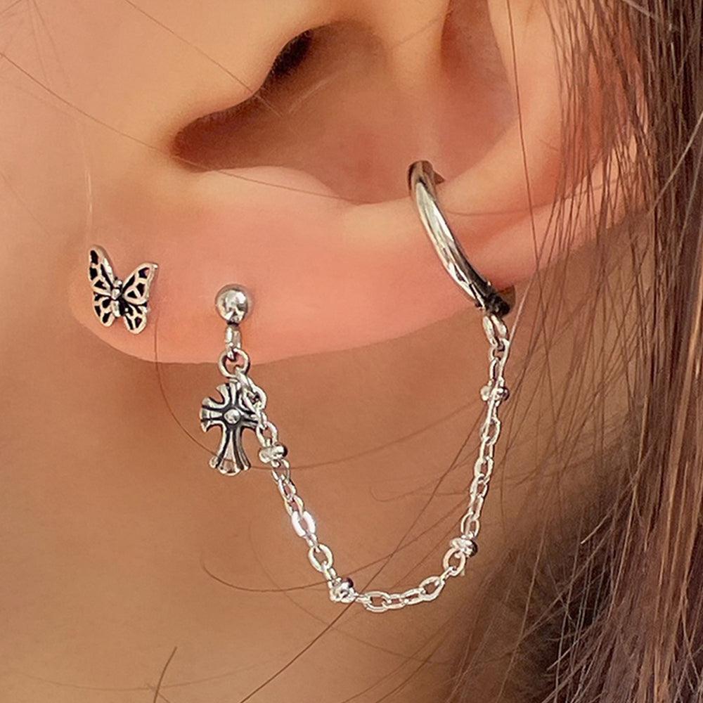 ミニ十字架チェーンピアス Piercing 10000won