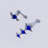 モリア クリスタル ブルーキュービック ショットドロップ ウイング ハート ピアッシング Piercing from lizzy