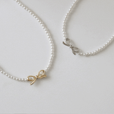 ムード リボン パール チョーカー ネックレス necklace bling moon