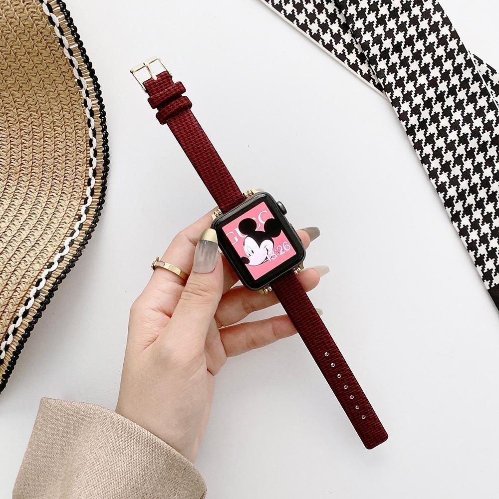 ナイロンキャンバス スリムバンド(ダークレッド) apple watch バンド givgiv