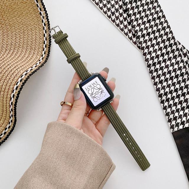 ナイロンキャンバススリムバンド(カーキ) apple watch バンド givgiv