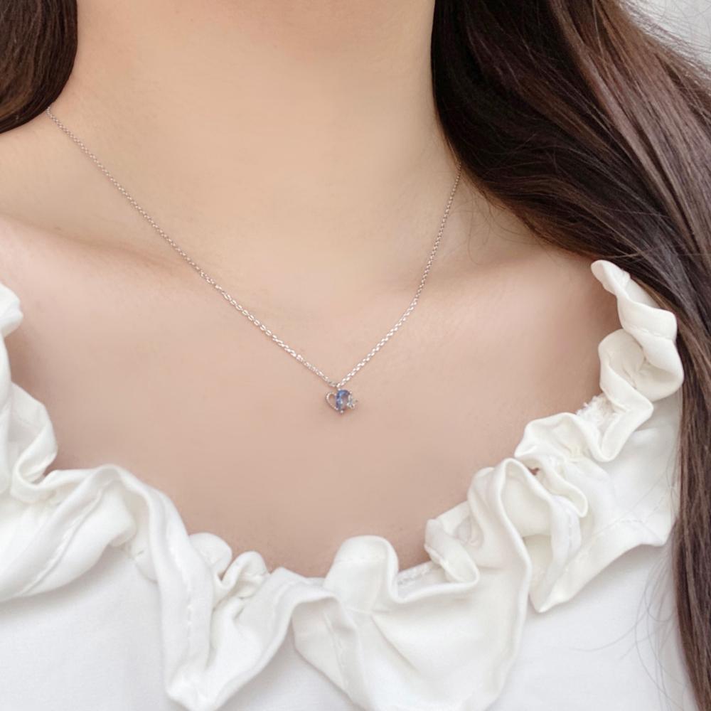 Ocean Blue Heart ネックレス necklace bling moon
