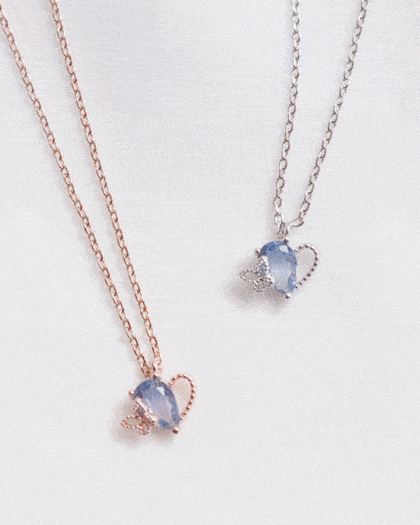 Ocean Blue Heart ネックレス necklace bling moon