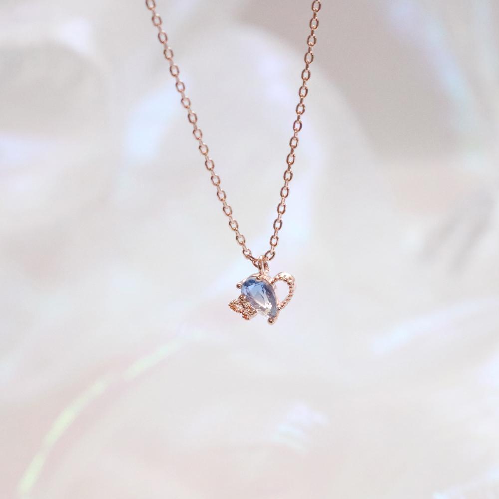 Ocean Blue Heart ネックレス necklace bling moon