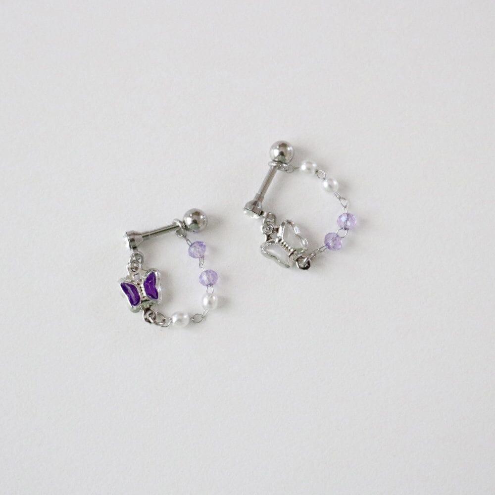 パープル 蝶々カフ(ピアス/ピアッシング) Piercing bling moon