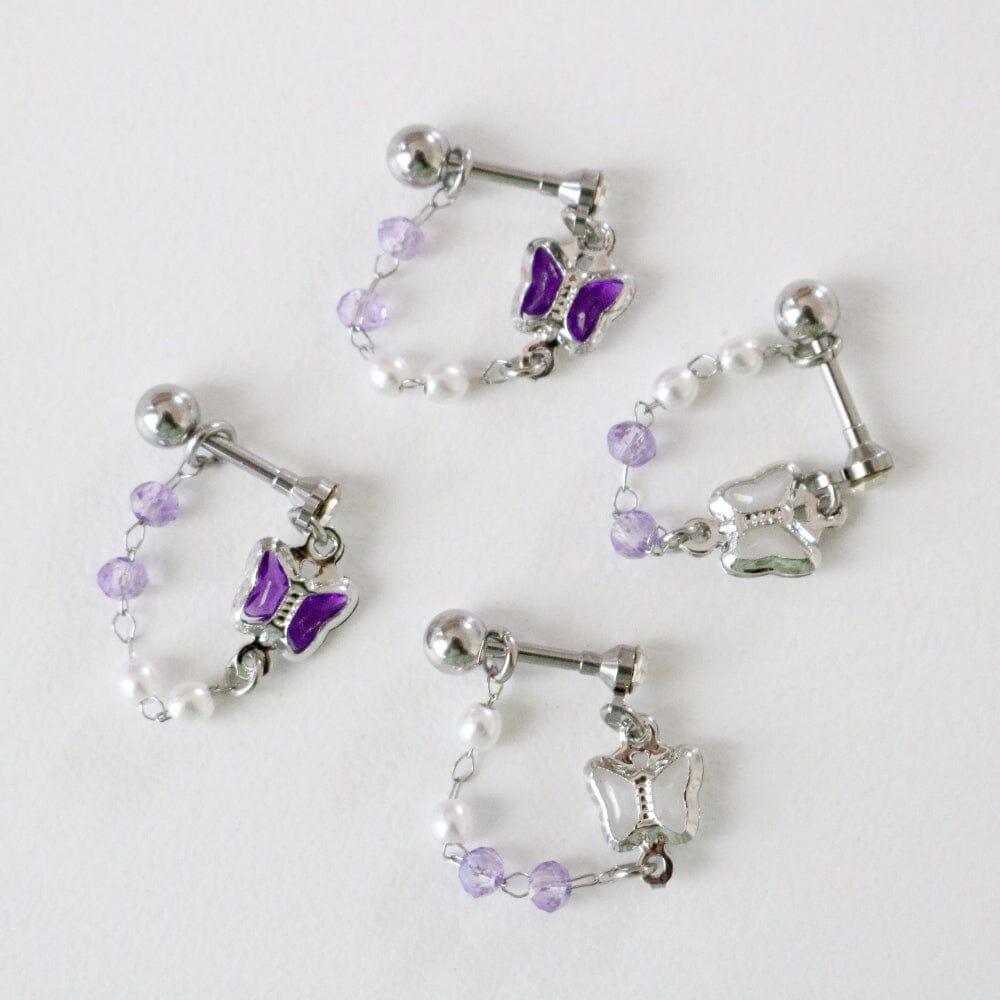 パープル 蝶々カフ(ピアス/ピアッシング) Piercing bling moon