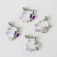 パープル 蝶々カフ(ピアス/ピアッシング) Piercing bling moon