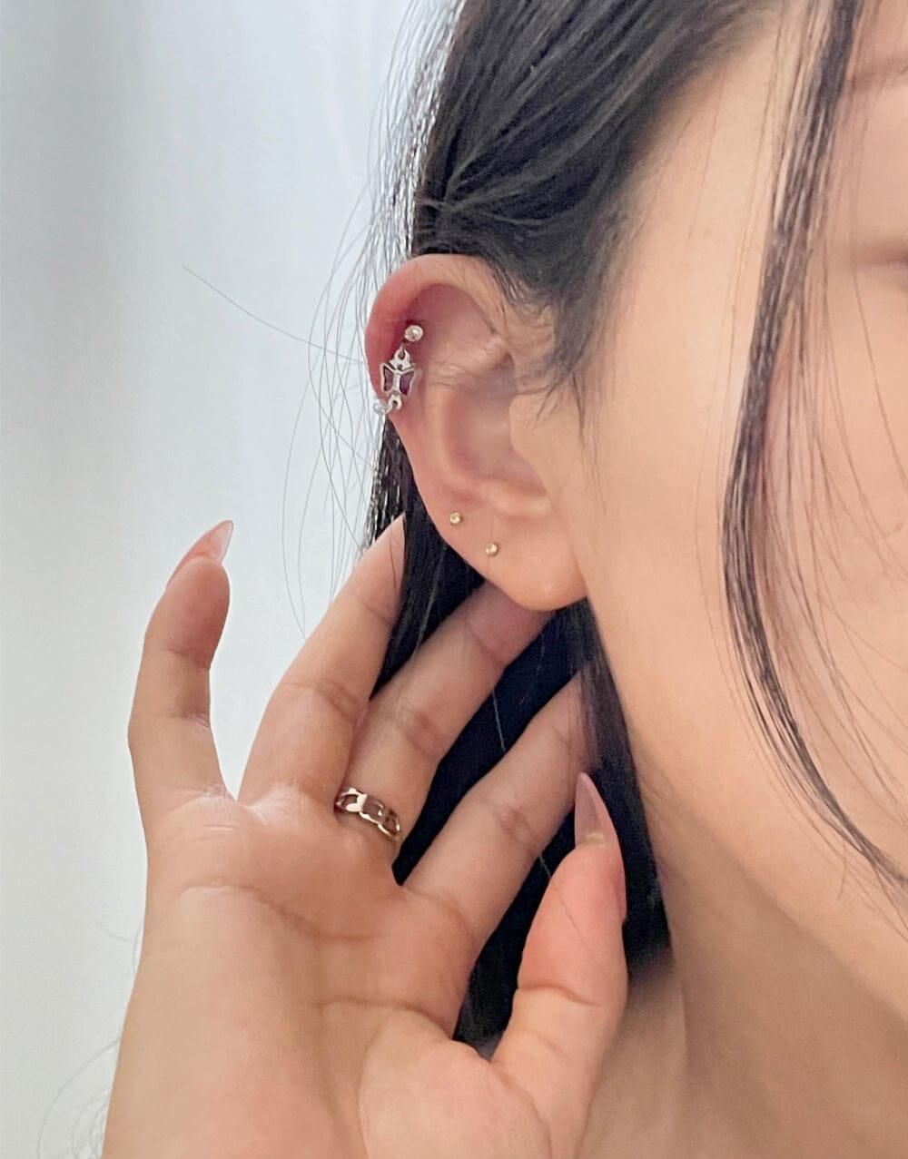 パープル 蝶々カフ(ピアス/ピアッシング) Piercing bling moon