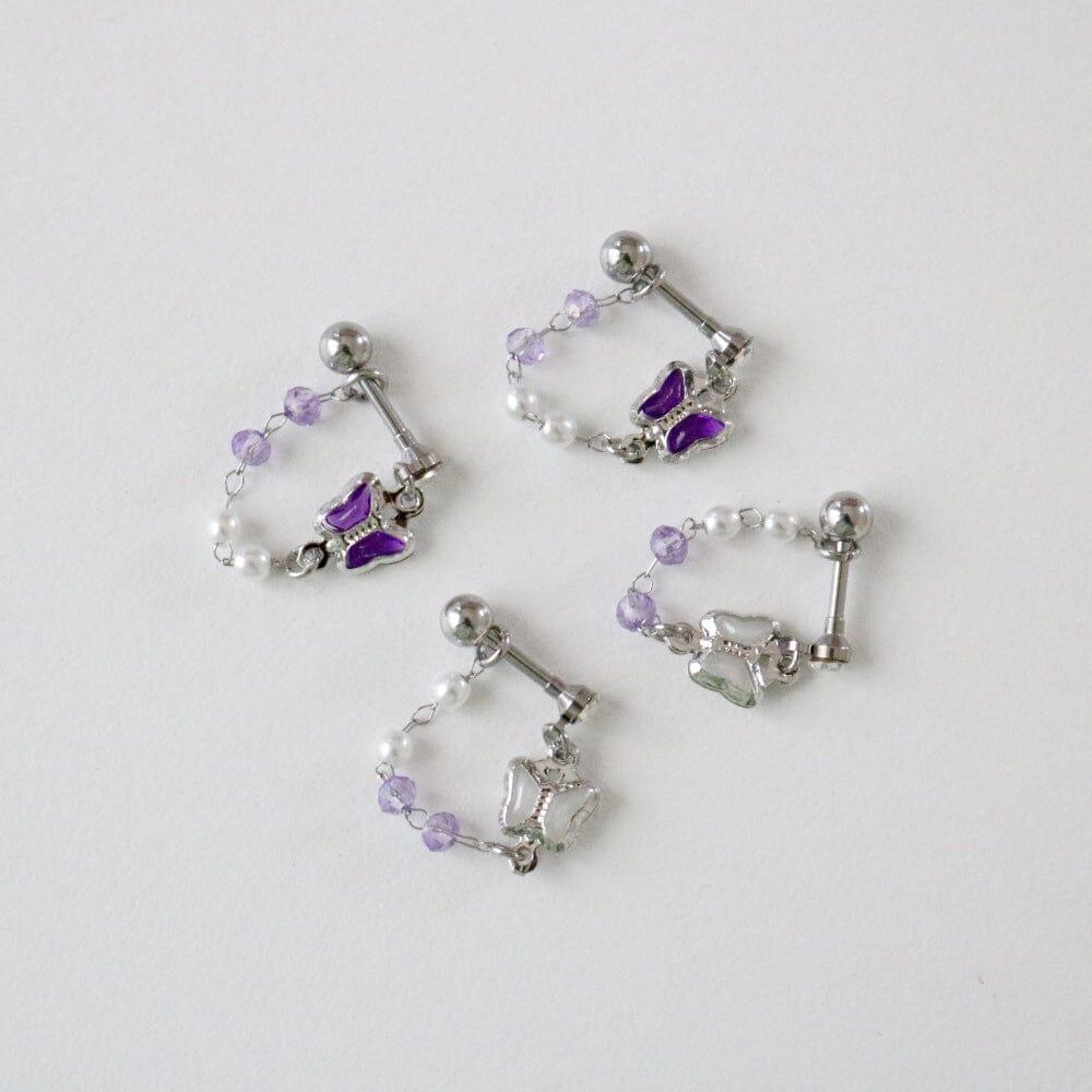 パープル 蝶々カフ(ピアス/ピアッシング) Piercing bling moon