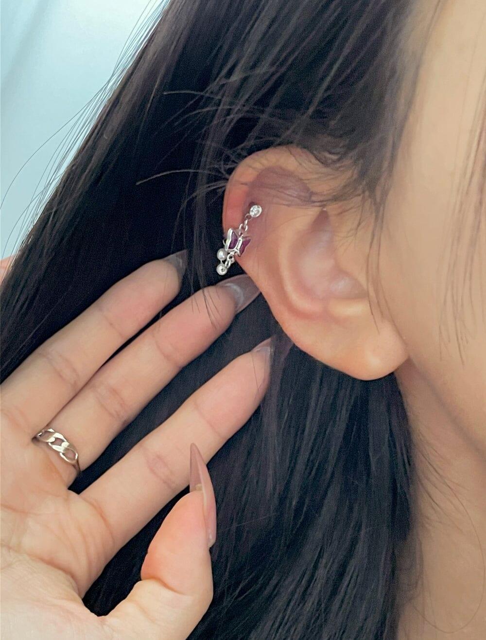 パープル 蝶々カフ(ピアス/ピアッシング) Piercing bling moon