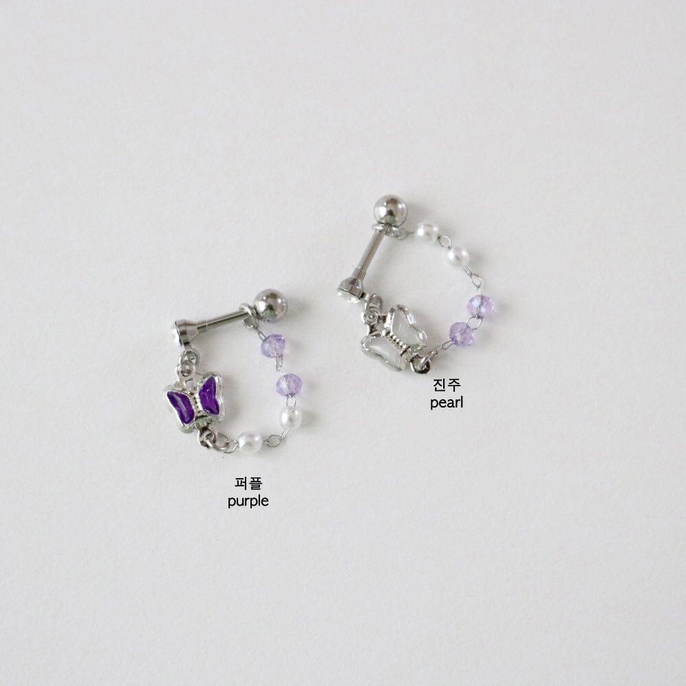 パープル 蝶々カフ(ピアス/ピアッシング) Piercing bling moon