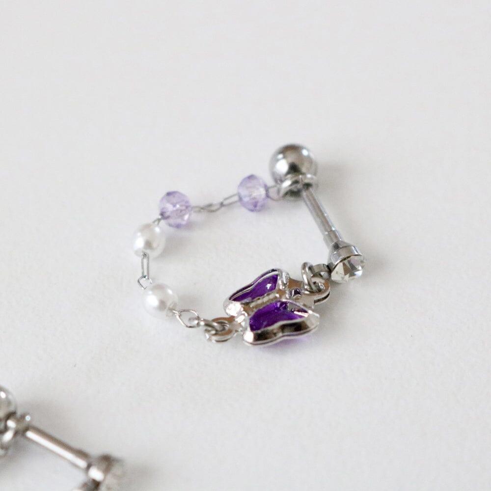 パープル 蝶々カフ(ピアス/ピアッシング) Piercing bling moon