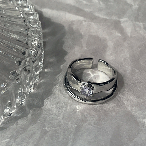 パープル キュービック ハート 2列 オープンリング ring oh-kim