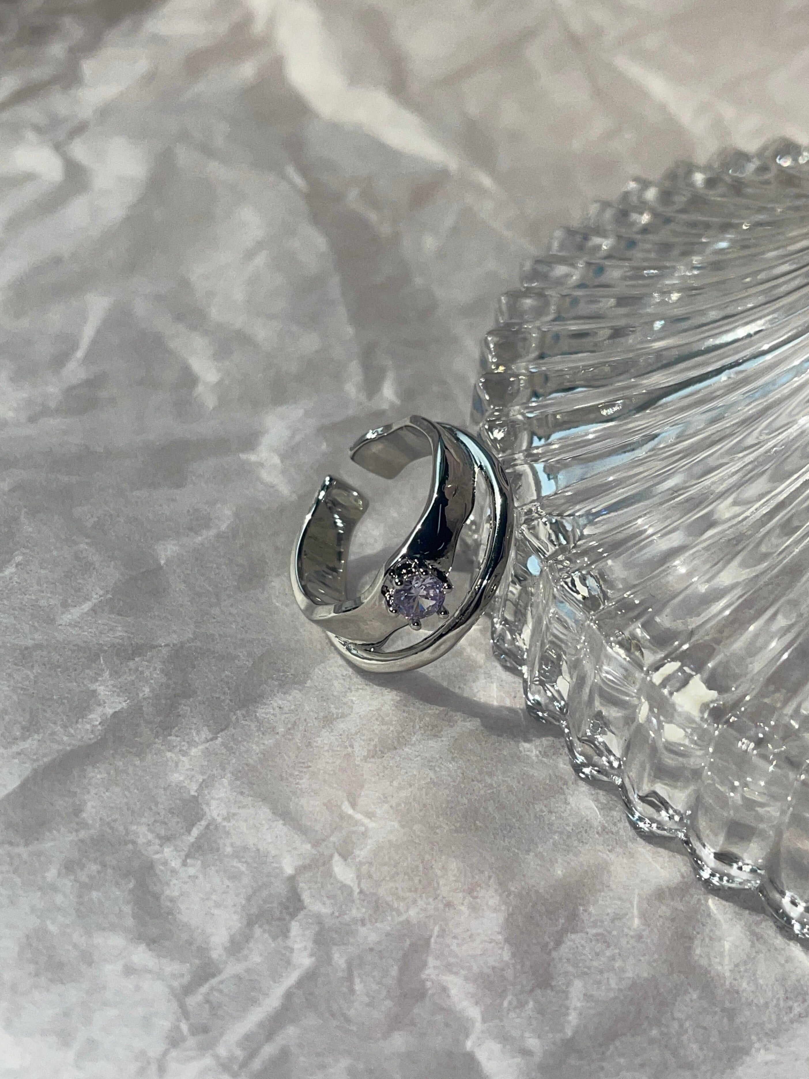 パープル キュービック ハート 2列 オープンリング ring oh-kim