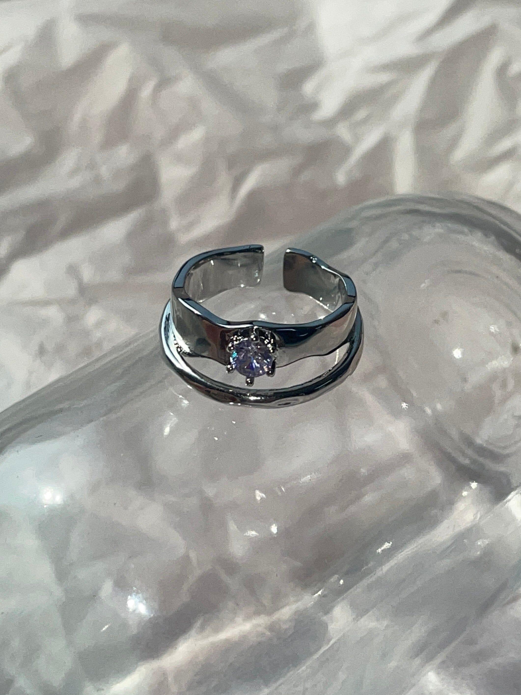 パープル キュービック ハート 2列 オープンリング ring oh-kim