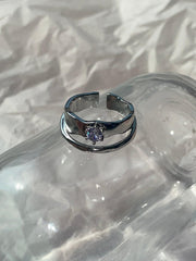 パープル キュービック ハート 2列 オープンリング ring oh-kim