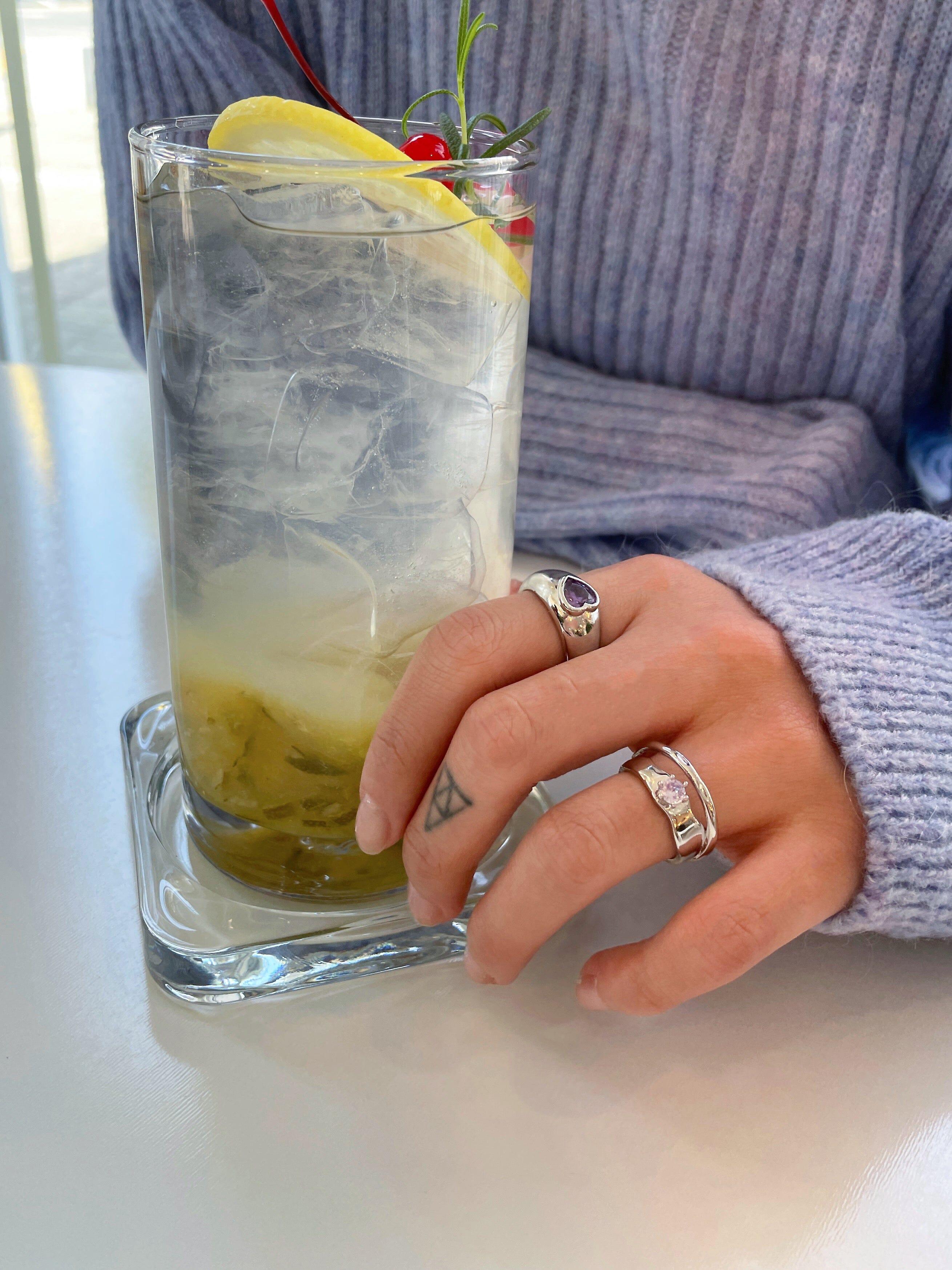 パープル キュービック ハート 2列 オープンリング ring oh-kim