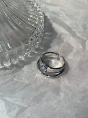 パープル キュービック ハート 2列 オープンリング ring oh-kim