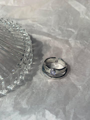 パープル キュービック ハート 2列 オープンリング ring oh-kim