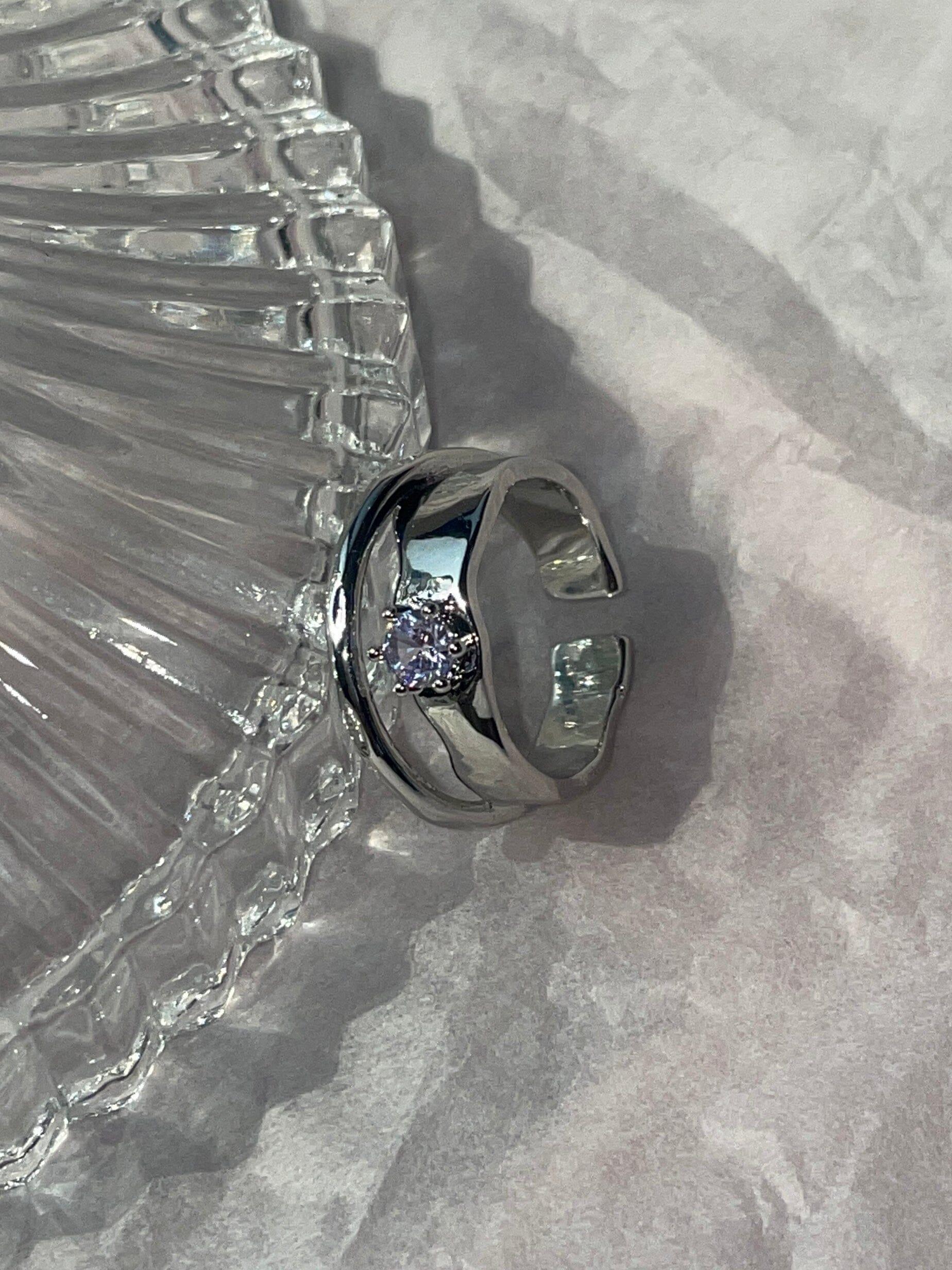 パープル キュービック ハート 2列 オープンリング ring oh-kim