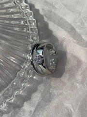 パープル キュービック ハート 2列 オープンリング ring oh-kim