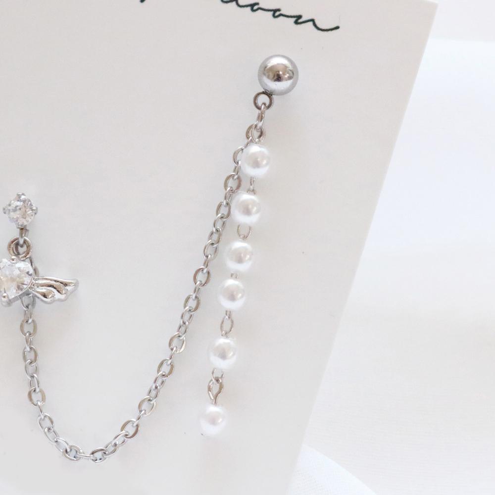 Pearl Drop Angel Two pin ピアッシング Piercing bling moon