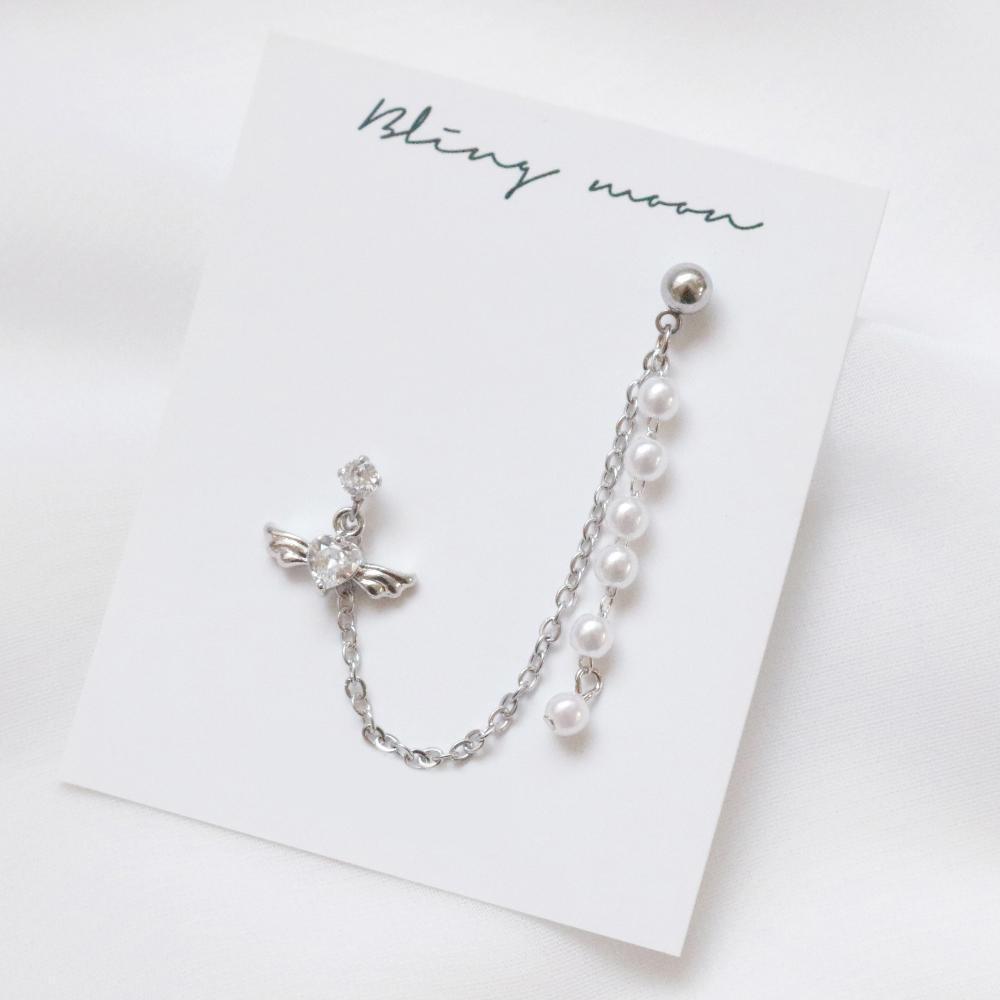 Pearl Drop Angel Two pin ピアッシング Piercing bling moon