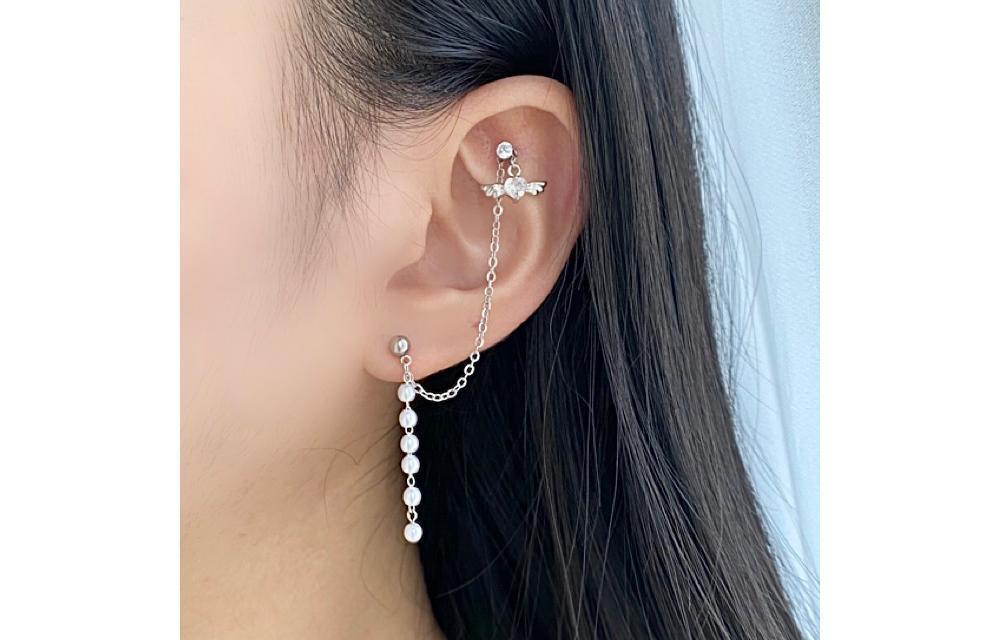 Pearl Drop Angel Two pin ピアッシング Piercing bling moon