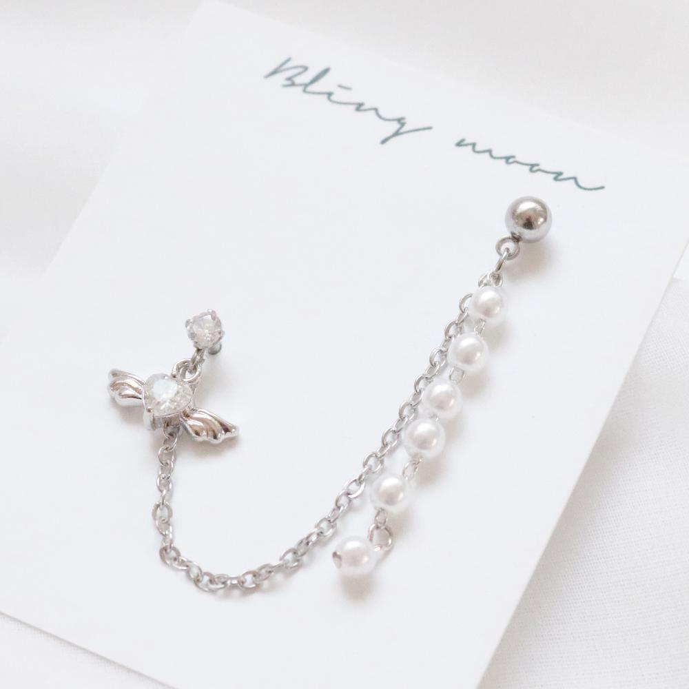 Pearl Drop Angel Two pin ピアッシング Piercing bling moon