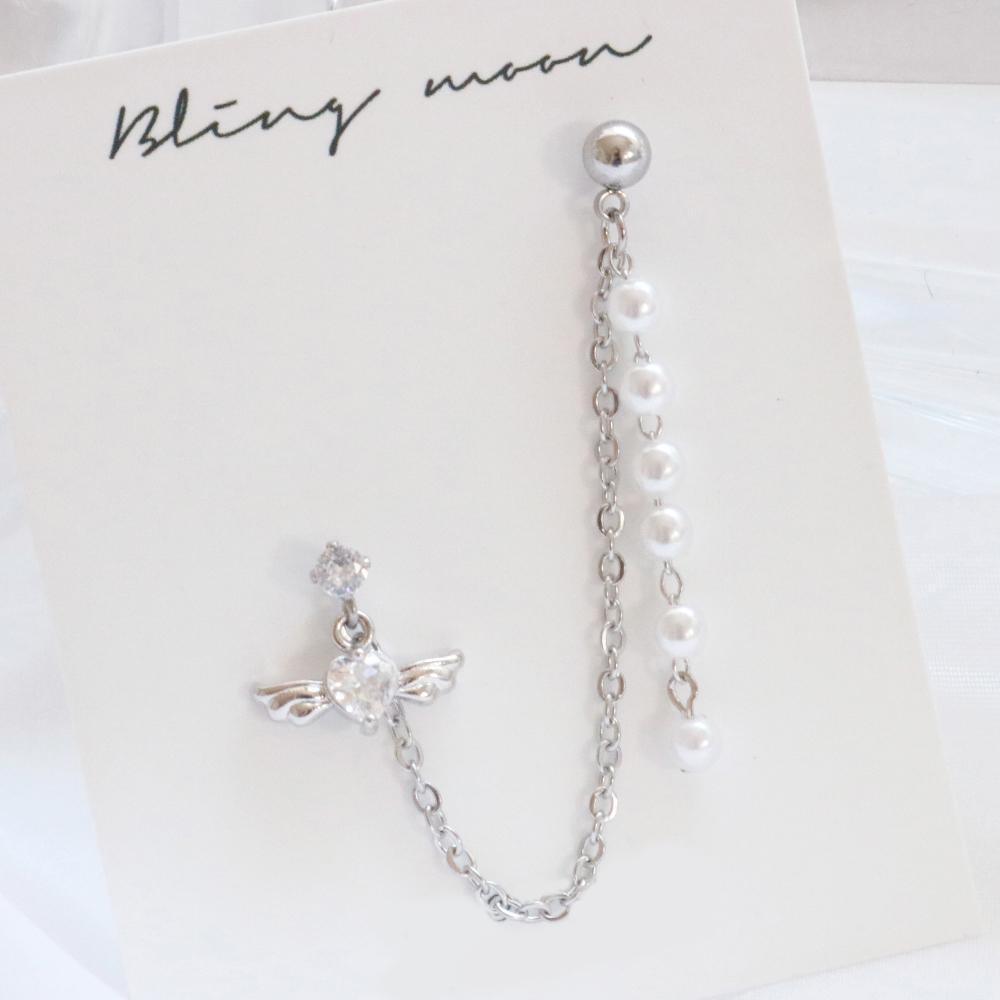 Pearl Drop Angel Two pin ピアッシング Piercing bling moon