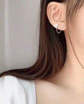 Pearl Flower Two-Ring ピアス Earrings bling moon