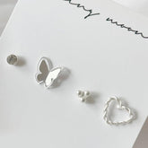 ピュア蝶々ハートピアス(4 set) Earrings bling moon