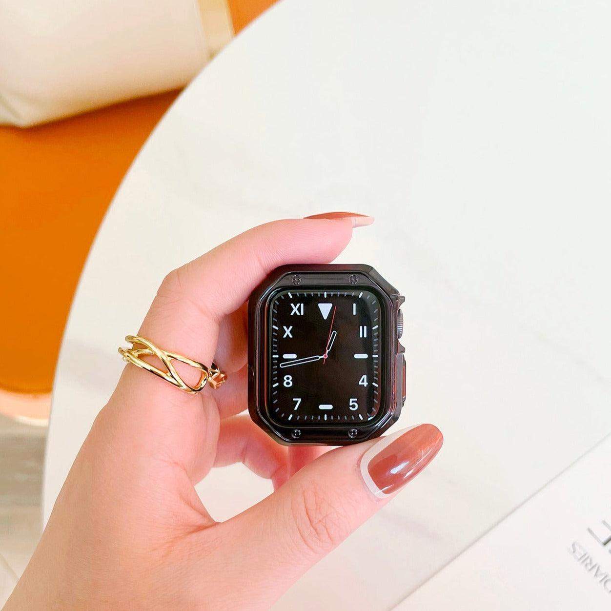 【前面ガラスなし】TPU メッキ 保護ケース (※ケース単品) apple watch バンド givgiv 01ブラック (ケース単品) 38mm/40mm/41mm用