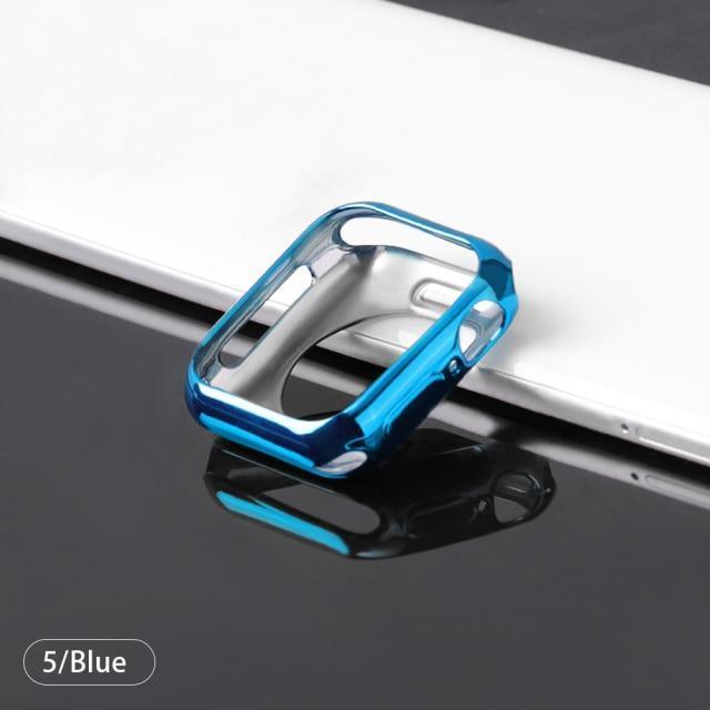 【前面ガラス無し】Apple Watch 本体保護用 ハーフカバー TPU素材(単品) apple watch バンド givgiv Blue For 38MM