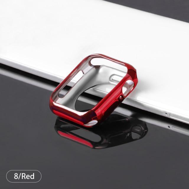 【前面ガラス無し】Apple Watch 本体保護用 ハーフカバー TPU素材(単品) apple watch バンド givgiv Red For 38MM