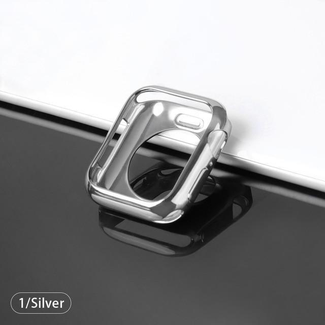 【前面ガラス無し】Apple Watch 本体保護用 ハーフカバー TPU素材(単品) apple watch バンド givgiv Silver For 38MM