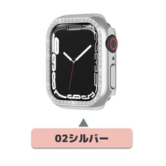 【前面ガラス無し】applewatch7専用_キュービック シングルライン 保護ケース apple watch バンド givgiv 02シルバー (1個) 41mm (Applewatch 7)