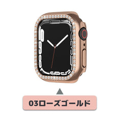 【前面ガラス無し】applewatch7専用_キュービック シングルライン 保護ケース apple watch バンド givgiv 03ローズゴールド (1個) 41mm (Applewatch 7)